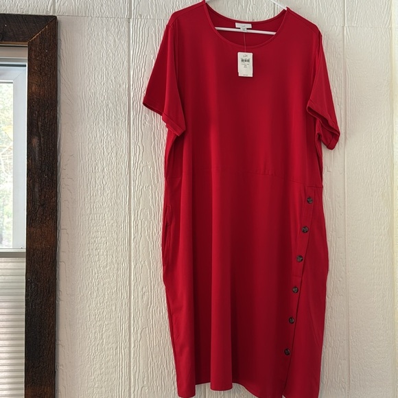 J. Jill Side-Button Shift Dress | 2X | Cherry Red - Picture 7 of 9
